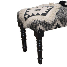 Black And White Black Leg Southwest Upholstered Bench 47