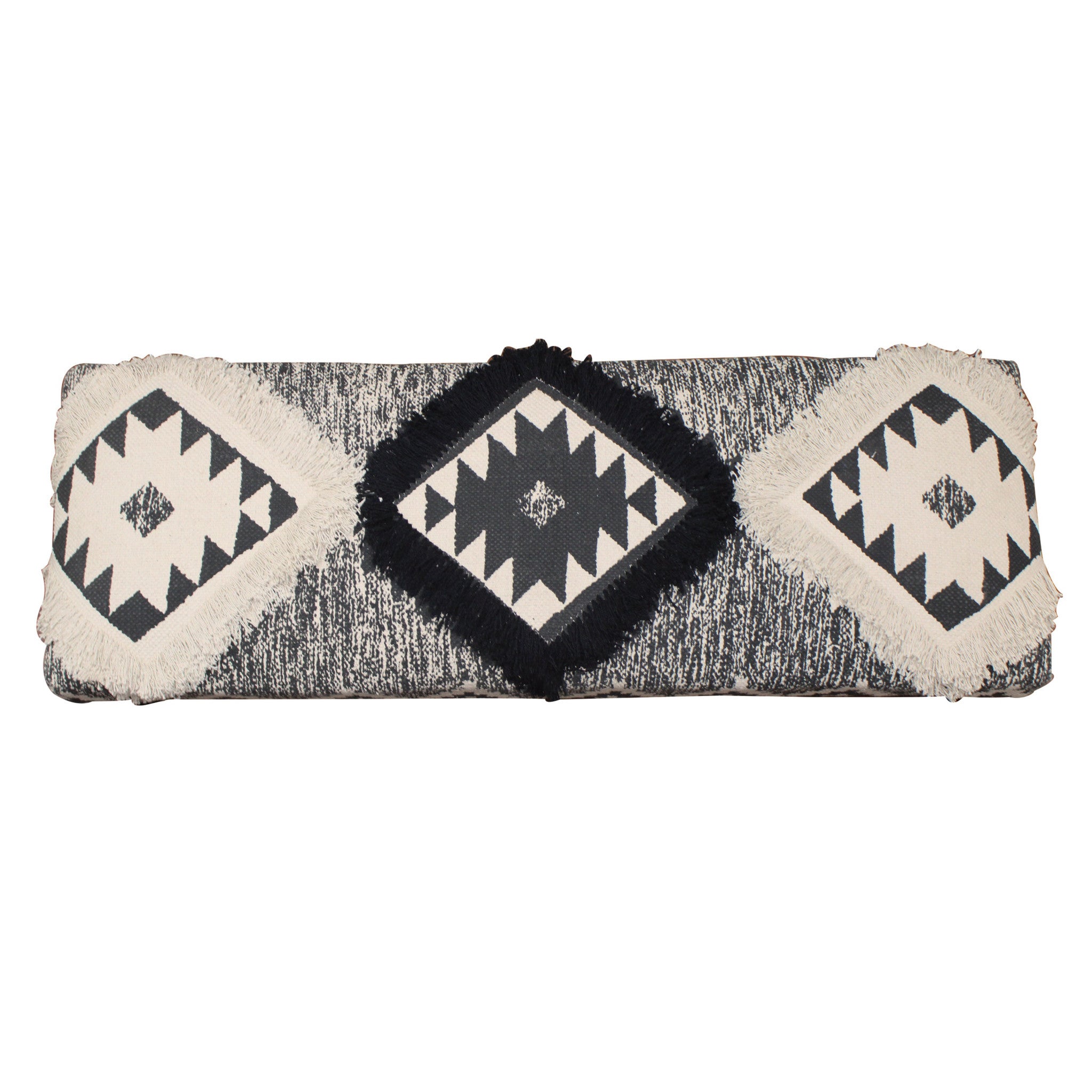 Black And White Black Leg Southwest Upholstered Bench 47"