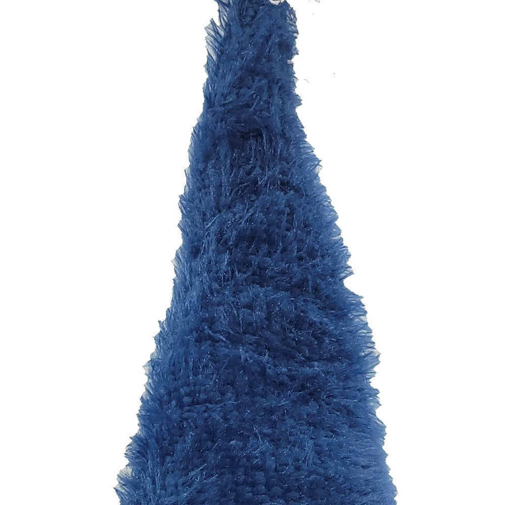 27" Blue And Gray Fabric Standing Gnome