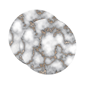 Set of Two Gray and Gold Abstract Cork Round Indoor Outdoor Placemats