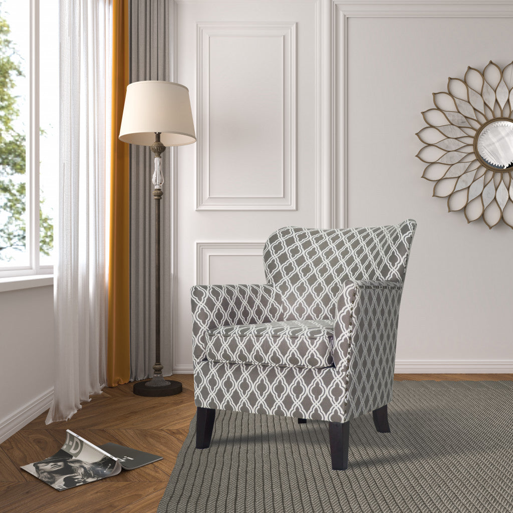 Sillón de diseño Trellis de mezcla de poliéster marrón y crema de 29"