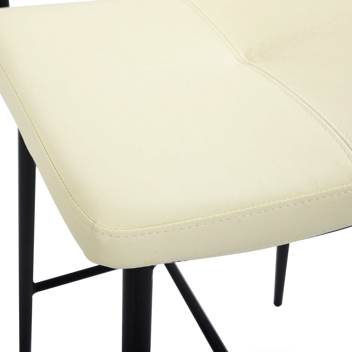 Juego de dos sillas altas de barra de 39" de piel sintética color crema y respaldo bajo negro
