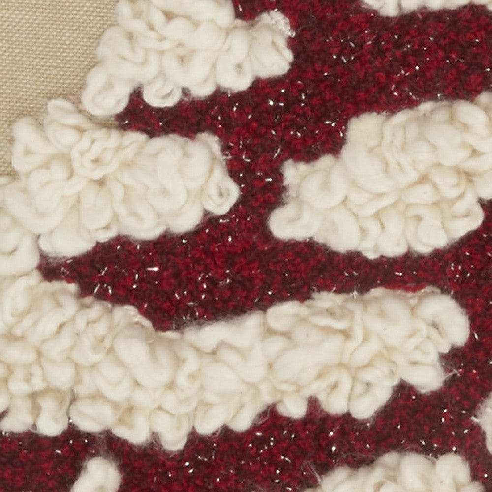 18" X 18" Red Zippered Handmade 100% Cotton Christmas Tree Throw Pillow