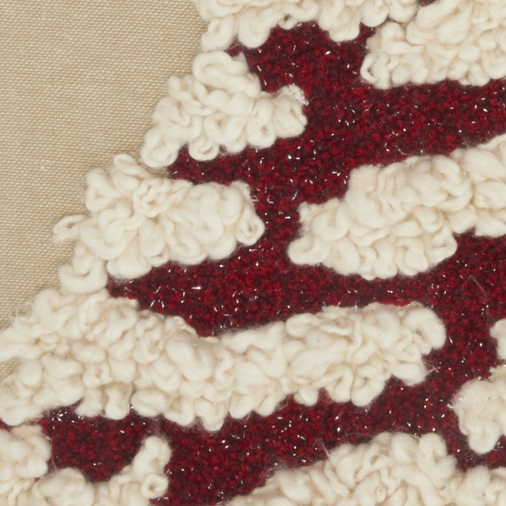 18" X 18" Red Zippered Handmade 100% Cotton Christmas Tree Throw Pillow