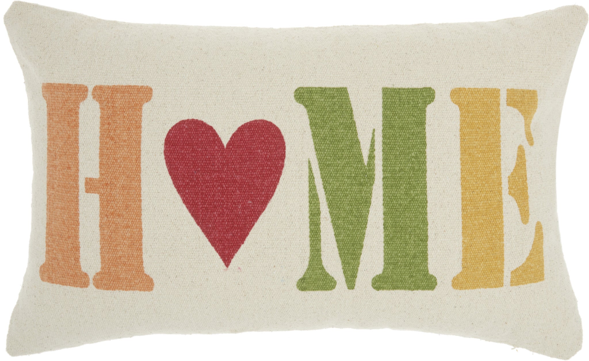 14" X 22" Cream Red Green Yellow And Orange Zippered Handmade 100% Cotton Throw Pillow