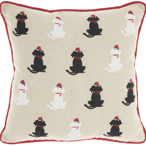 12" X 12" Natural Zippered Handmade Polyester Christmas Throw Pillow