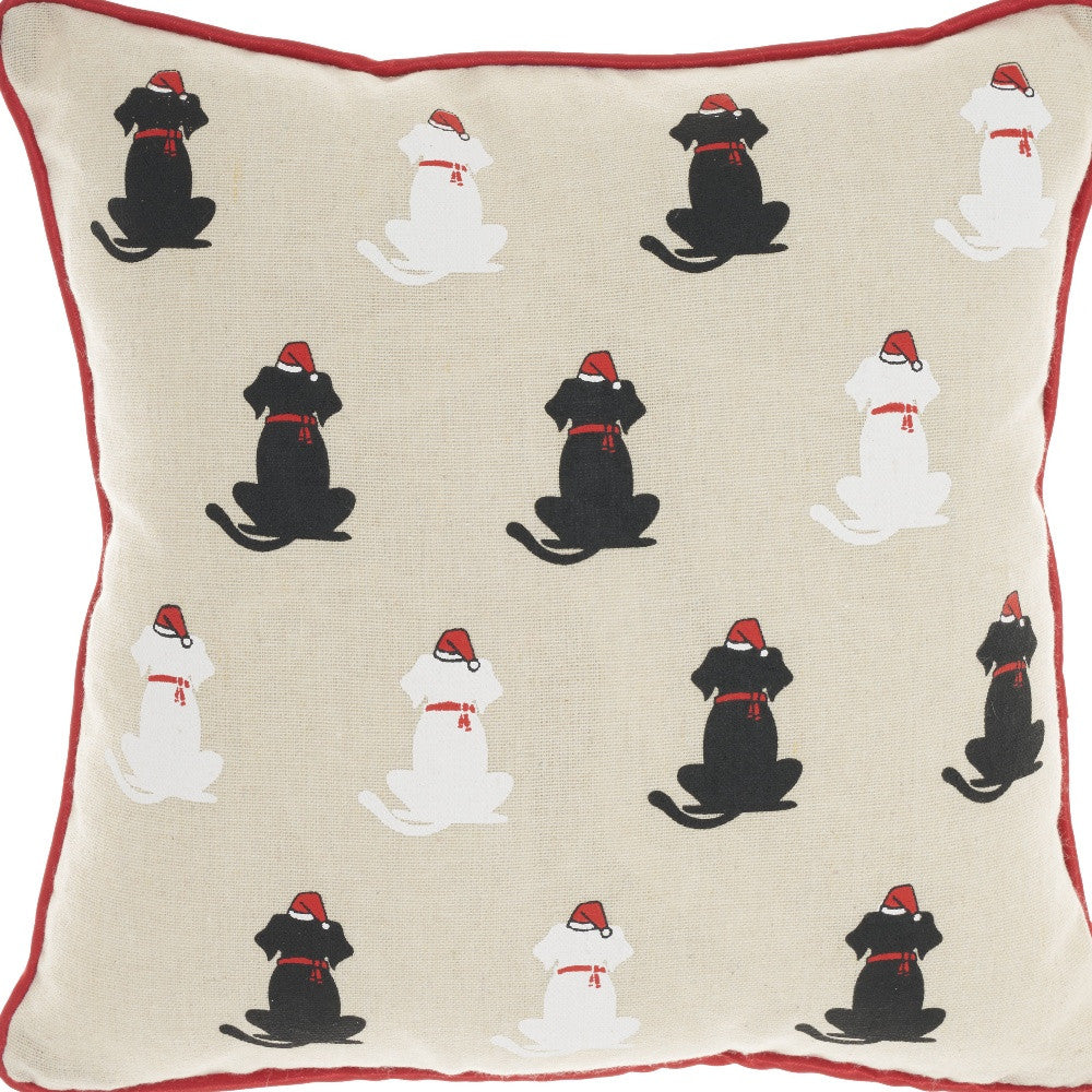 12" X 12" Natural Zippered Handmade Polyester Christmas Throw Pillow