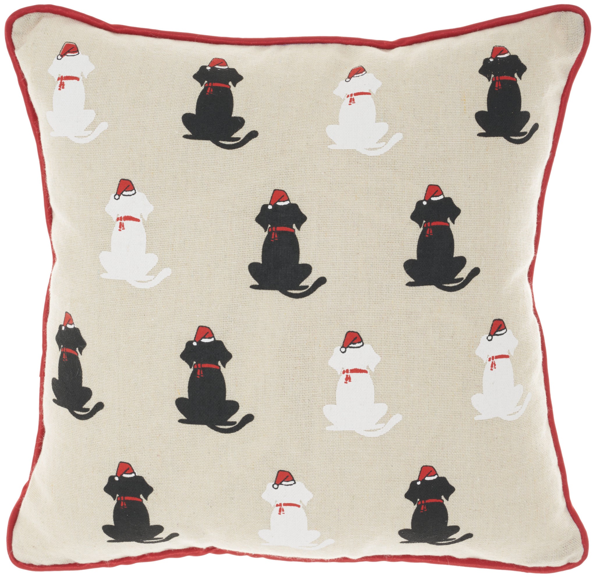 12" X 12" Natural Zippered Handmade Polyester Christmas Throw Pillow