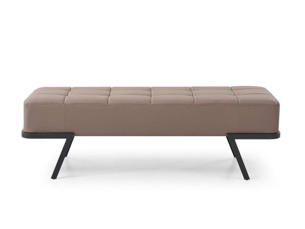 57" Taupe And Black Upholstered Upholstered Bedroom Bench