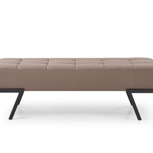 57" Taupe And Black Upholstered Upholstered Bedroom Bench