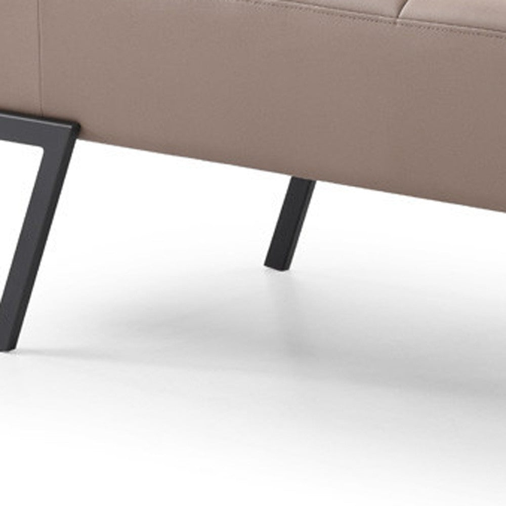 57" Taupe And Black Upholstered Upholstered Bedroom Bench