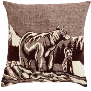 20" X 20" Brown And White Bear Zippered Acrylic Throw Pillow Cover