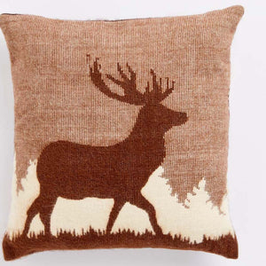 16" X 16" Brown And White Reindeer Zippered Acrylic Throw Pillow Cover