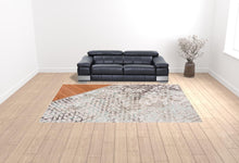 10' X 14' Gray White And Brown Geometric Stain Resistant Area Rug