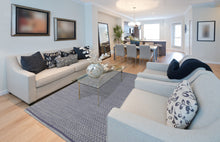 8' X 10' Blue And White Wool Geometric Flatweave Area Rug