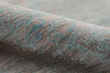 8' X 10' Gray Pearl And Silver New Zealand Lambs Wool Damask Hand Knotted Area Rug With Fringe