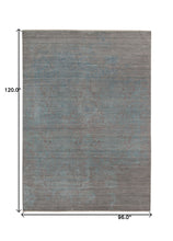 8' X 10' Gray Pearl And Silver New Zealand Lambs Wool Damask Hand Knotted Area Rug With Fringe