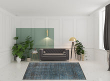 8' X 10' Dark Gray And Blue New Zealand Lambs Wool Damask Hand Knotted Area Rug With Fringe