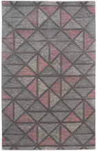 8' X 11' Pink And Gray New Zealand Lambs Wool Geometric Tufted Area Rug