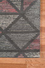8' X 11' Pink And Gray New Zealand Lambs Wool Geometric Tufted Area Rug