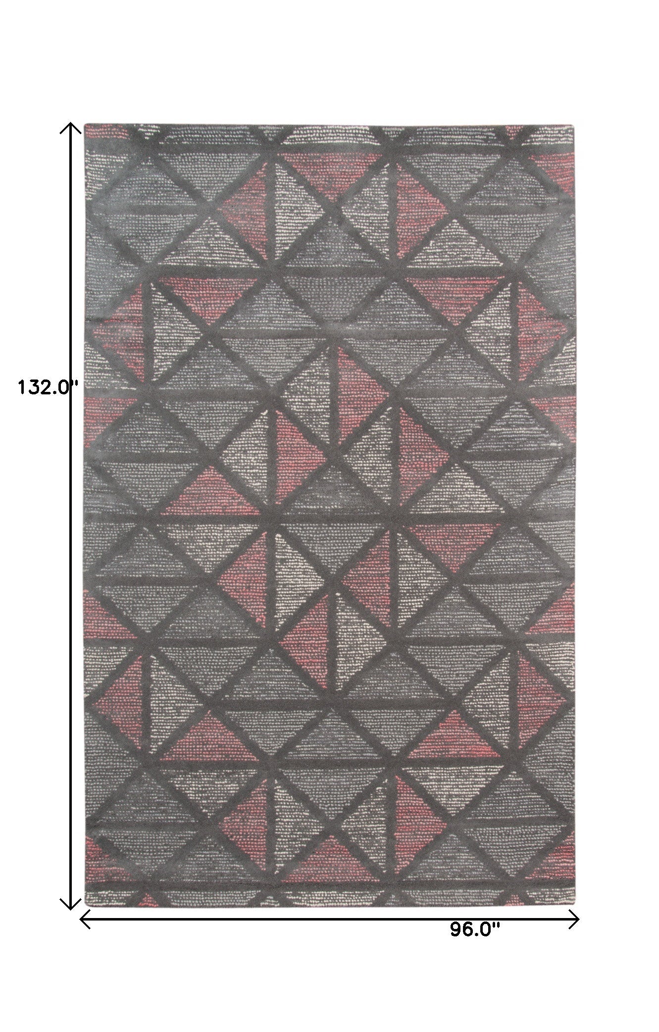 8' X 11' Pink And Gray New Zealand Lambs Wool Geometric Tufted Area Rug