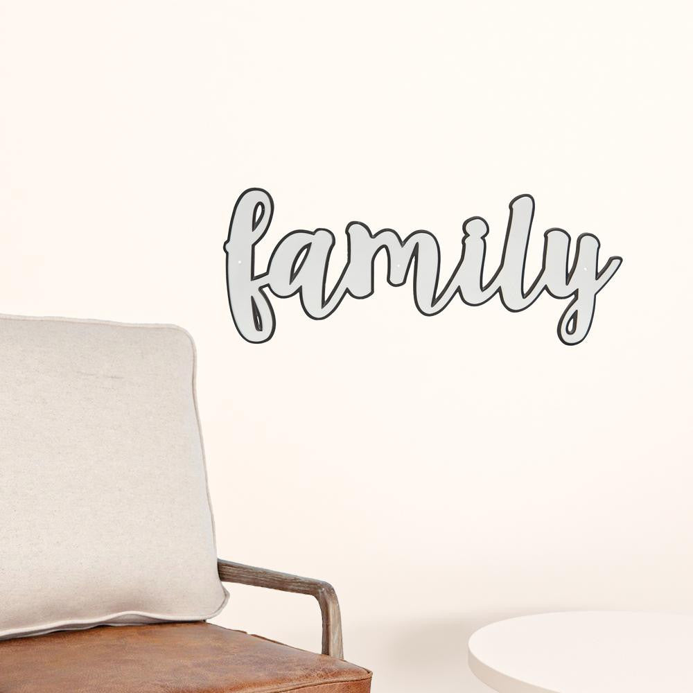 White And Black Metal Family Wall Decor