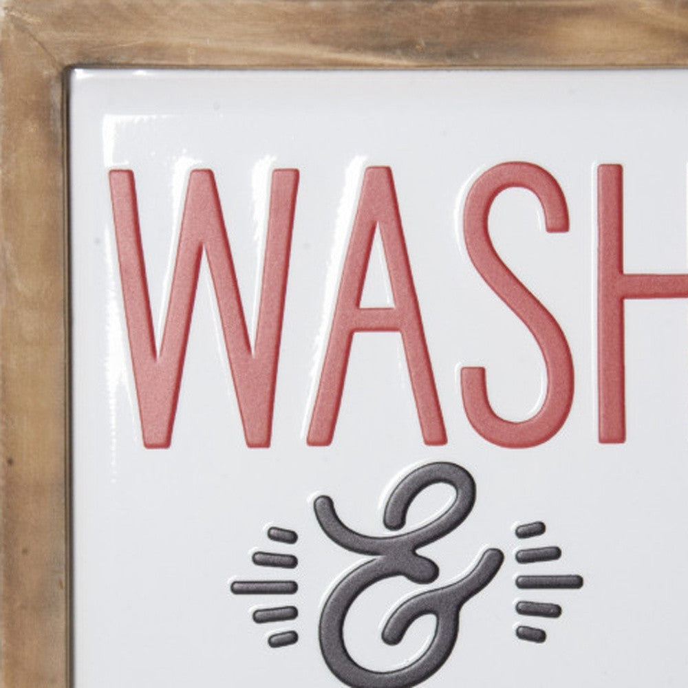 Black and Red Metal Wash and Dry Laundry Room Wall Decor