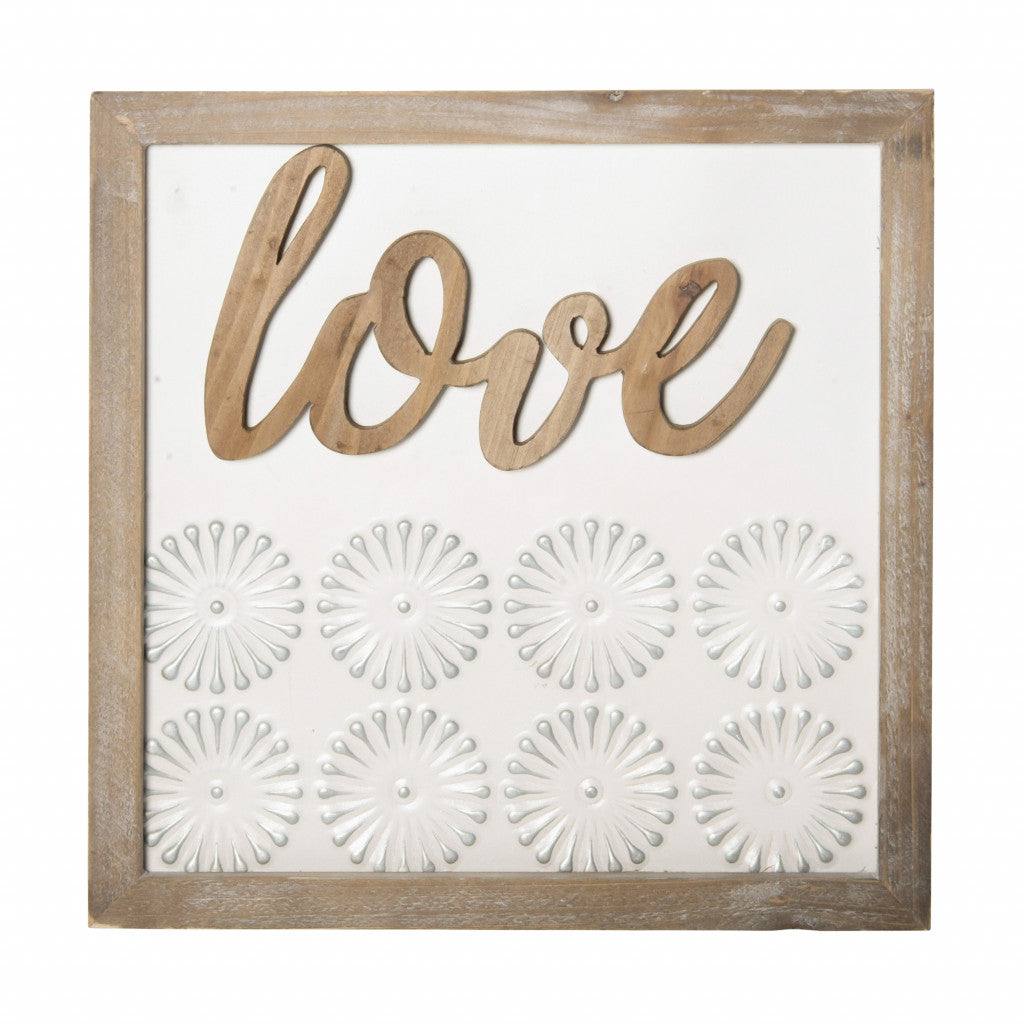 Brown And White Metal Love Wall Decor