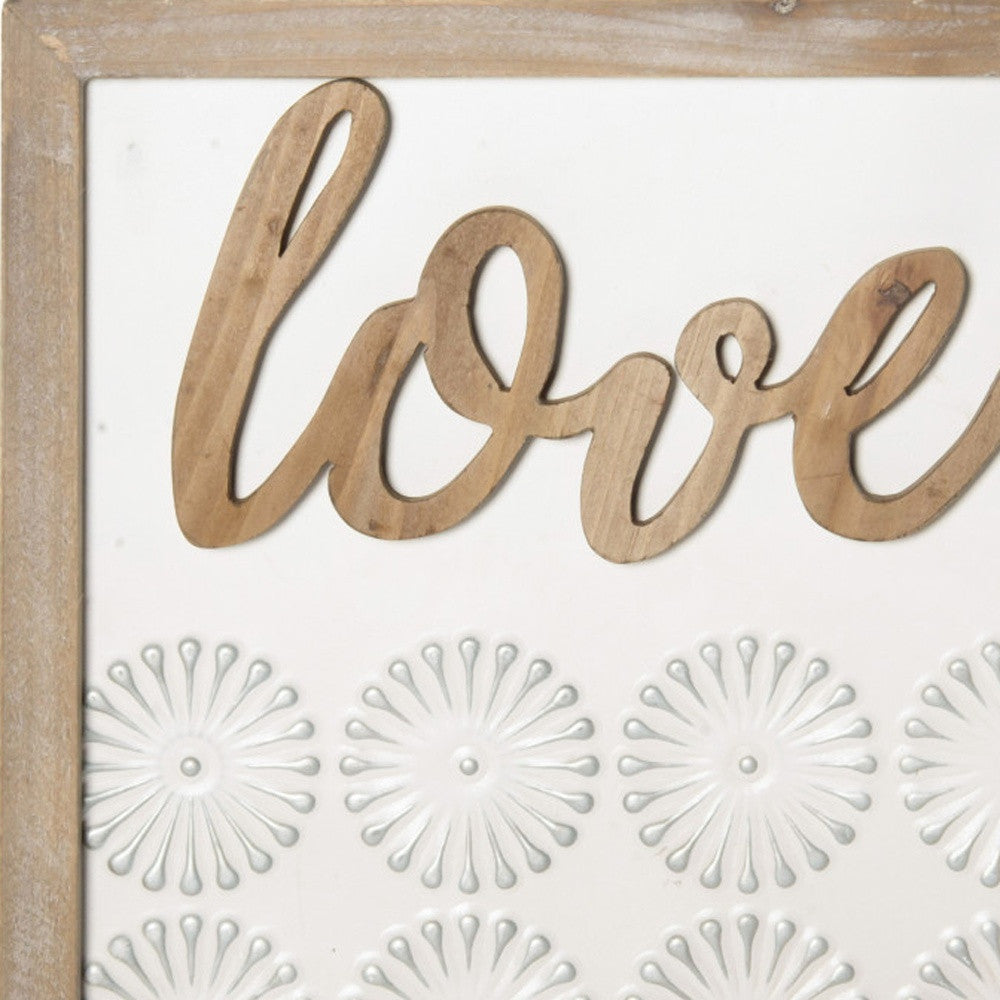 Brown And White Metal Love Wall Decor