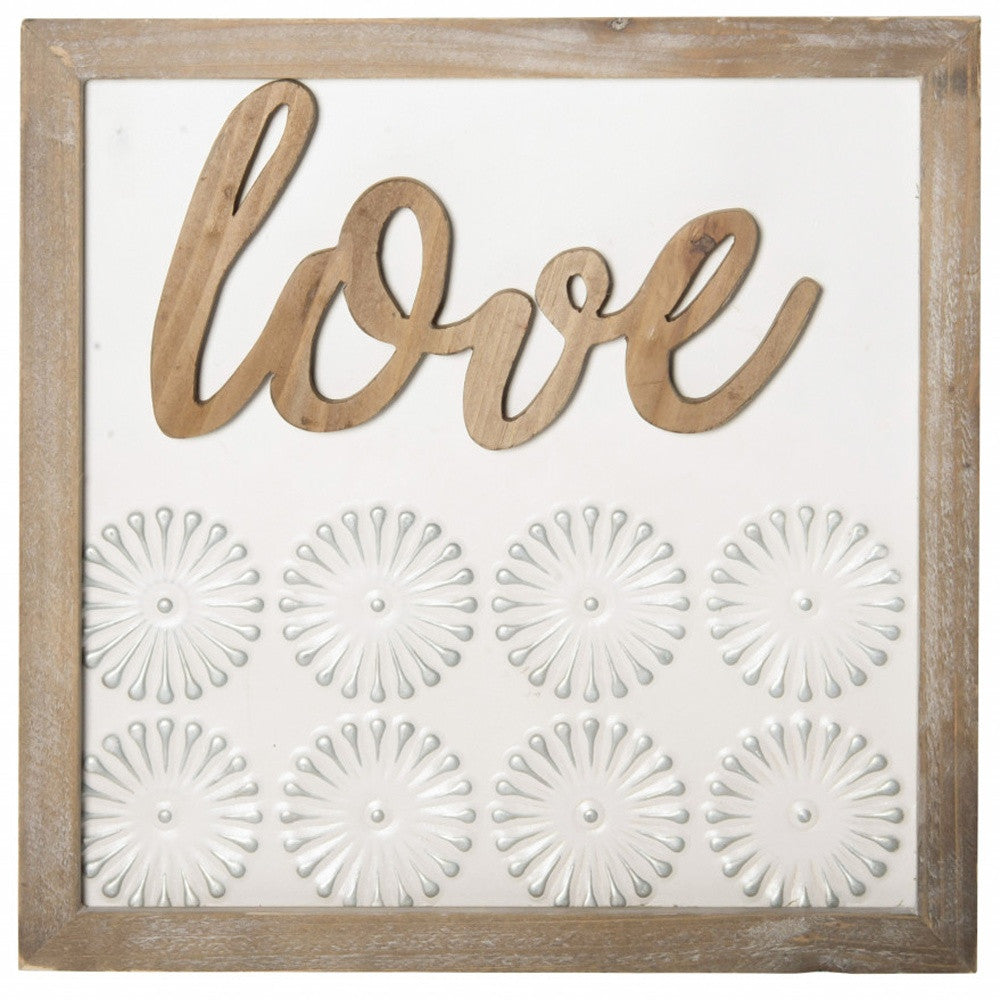 Brown And White Metal Love Wall Decor