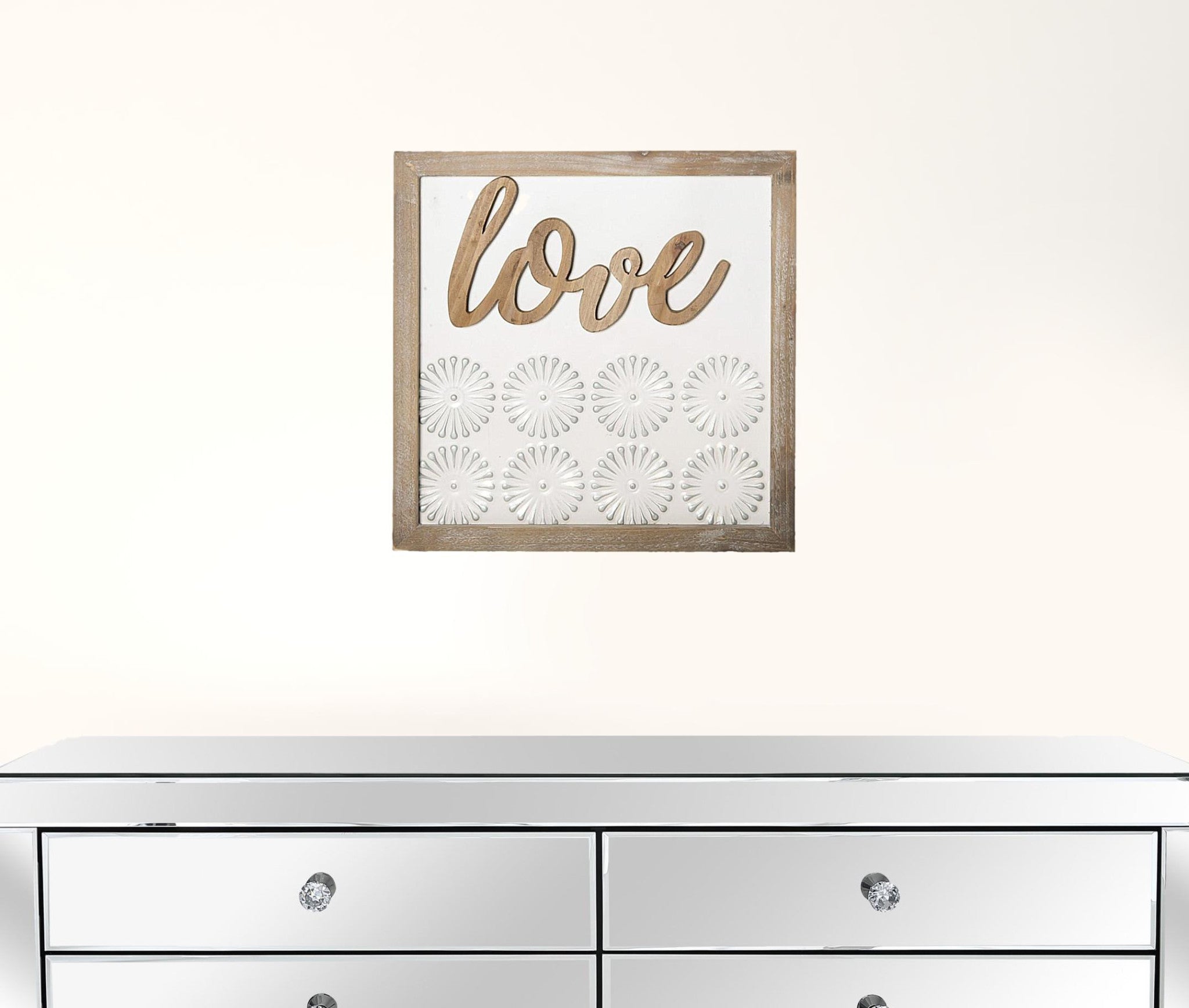 Brown And White Metal Love Wall Decor