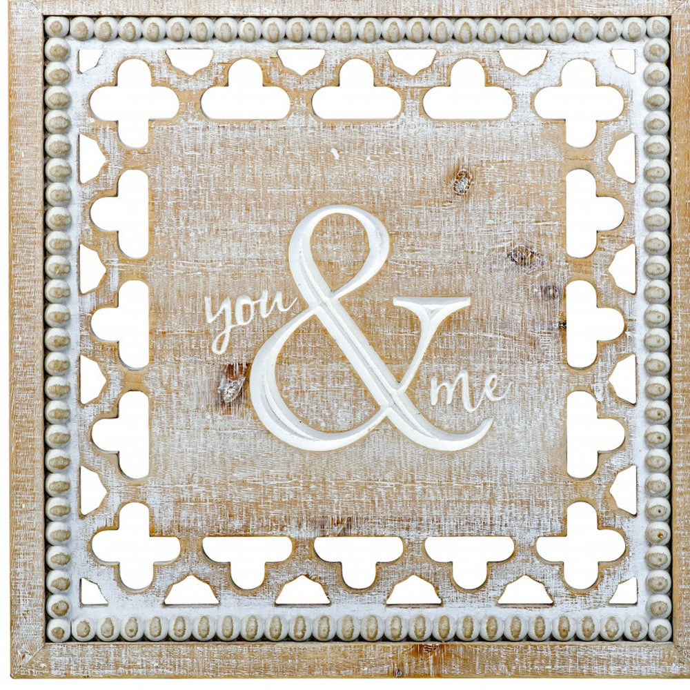 Brown And White Manufactured Wood You And Me Wall Decor