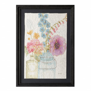 Pastel Floral Watercolor Black Framed Wall Art