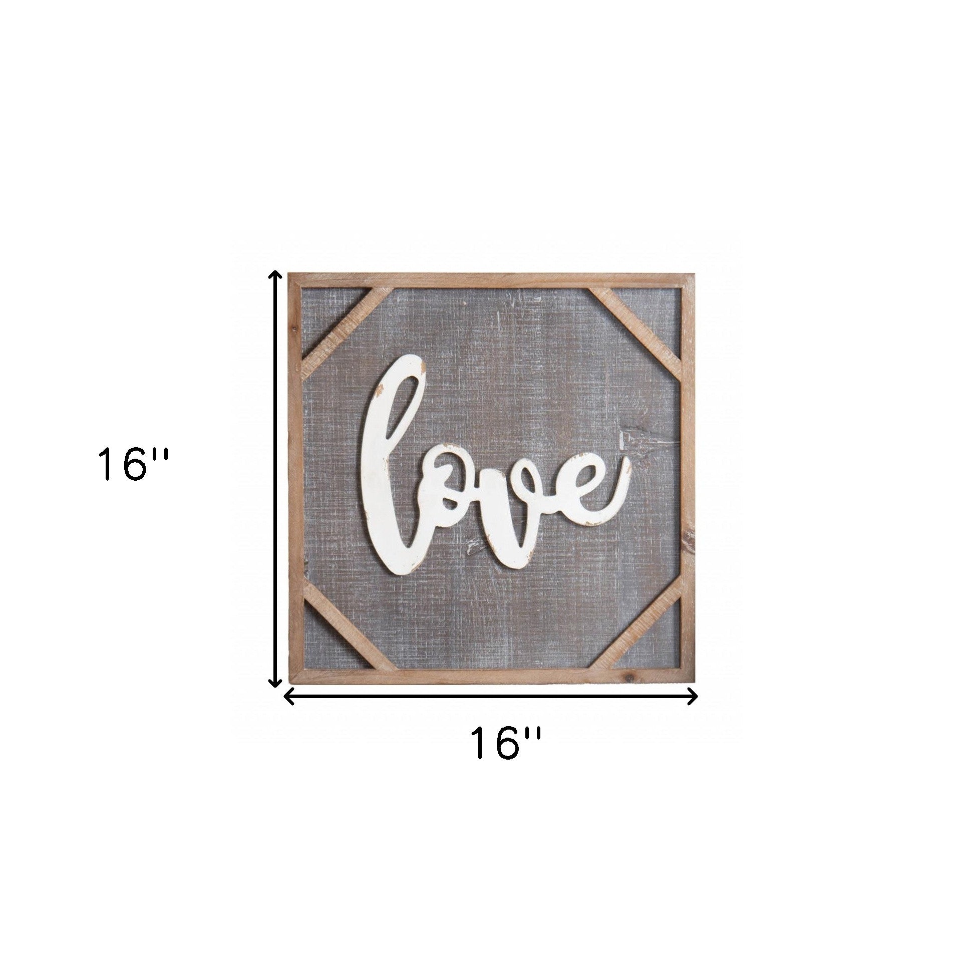 16" Gray And White Rustic Love Wall Decor