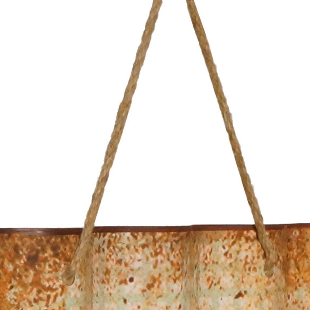 32" Distressed Metal and Rope Little Things Hanging Wall Decor