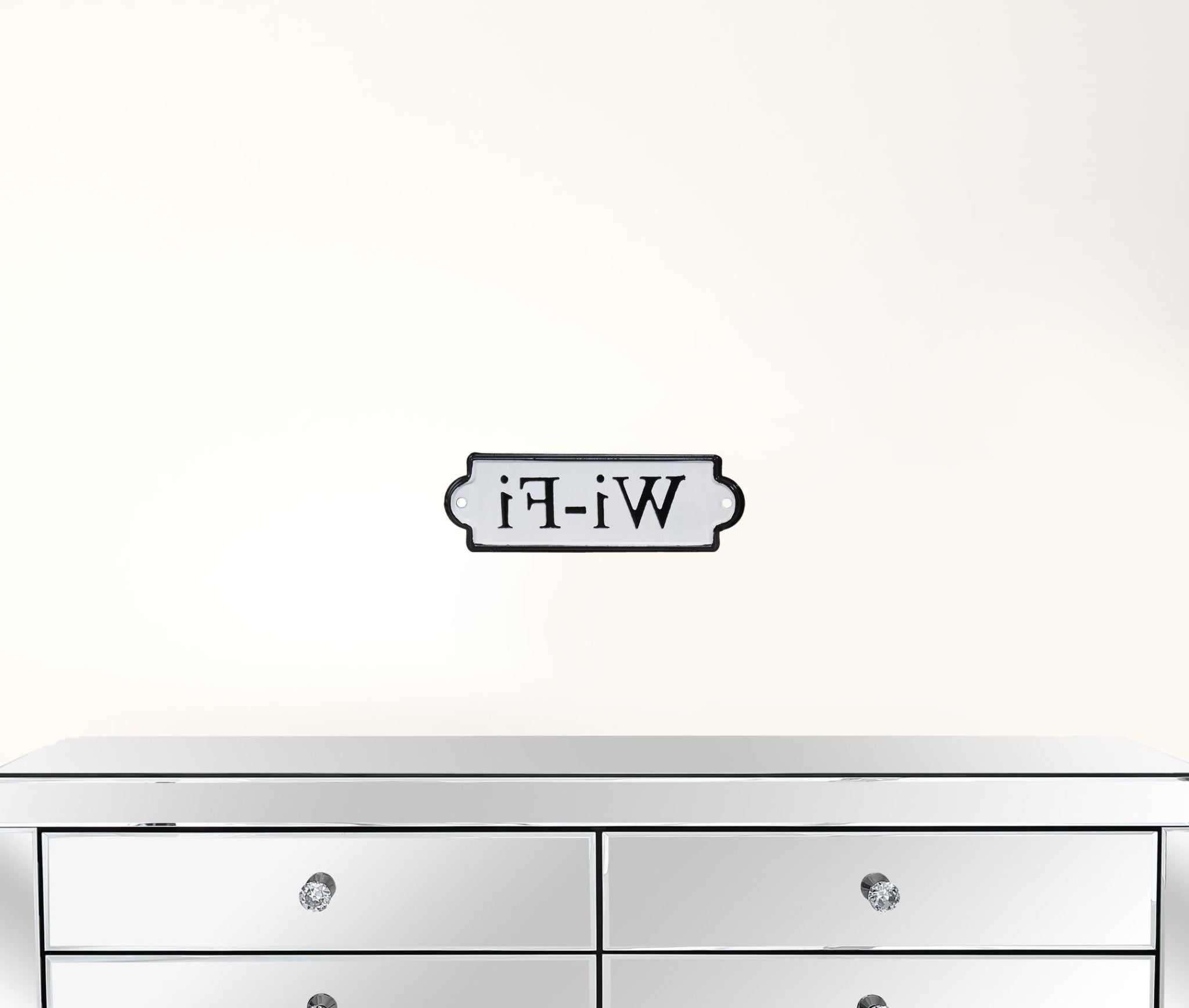 Decoración de pared Wi-Fi de metal blanco y negro