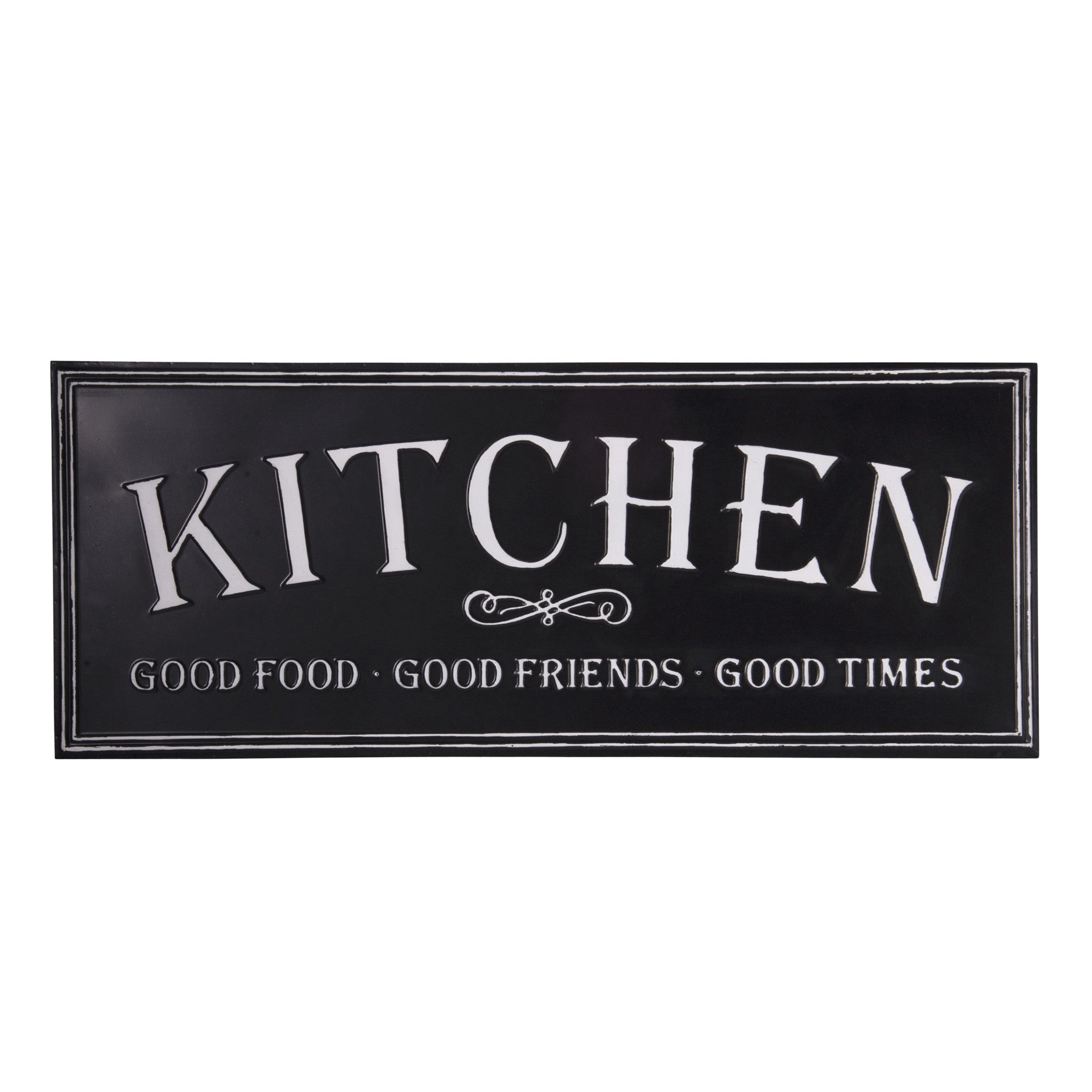 Black And White Metal Good Food Good Friends Good Times Kitchen Wall Decor