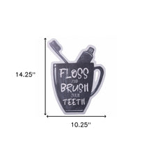 Black and White Metal Floss And Brush Your Teeth Bathroom Wall Decor