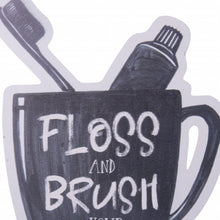 Black and White Metal Floss And Brush Your Teeth Bathroom Wall Decor