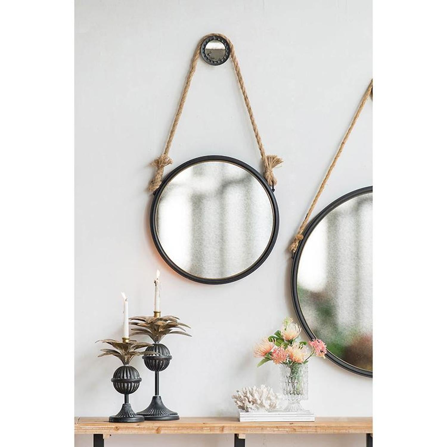 20" Dark Gray Round Wall Mounted Accent Mirror