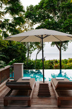 9' Beige Polyester Hexagonal Market Patio Umbrella