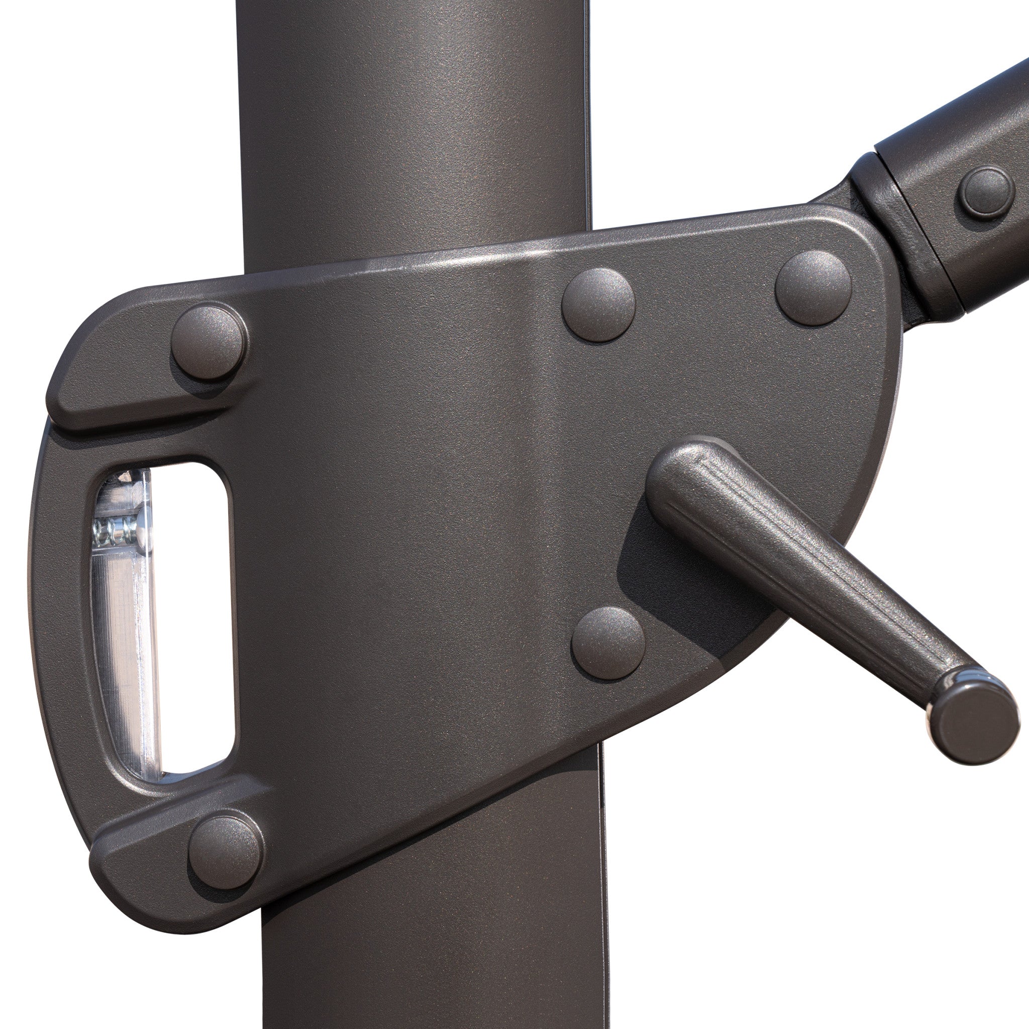 12' Dark Gray Polyester Round Tilt Cantilever Patio Umbrella With Stand