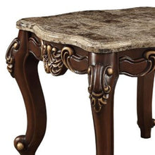 Mesa auxiliar cuadrada de madera maciza y mármol de nogal y mármol de 24