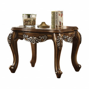 Antiqued Oak Wood Scallop Square End Table 24"