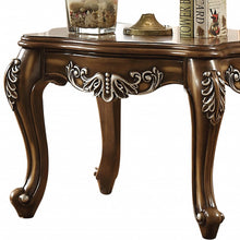 Antiqued Oak Wood Scallop Square End Table 24