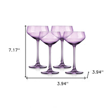 Set of Four Translucent Purple Coupe Glasses