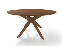 Walnut Round Sunburst Veneer Top Dining Table 47