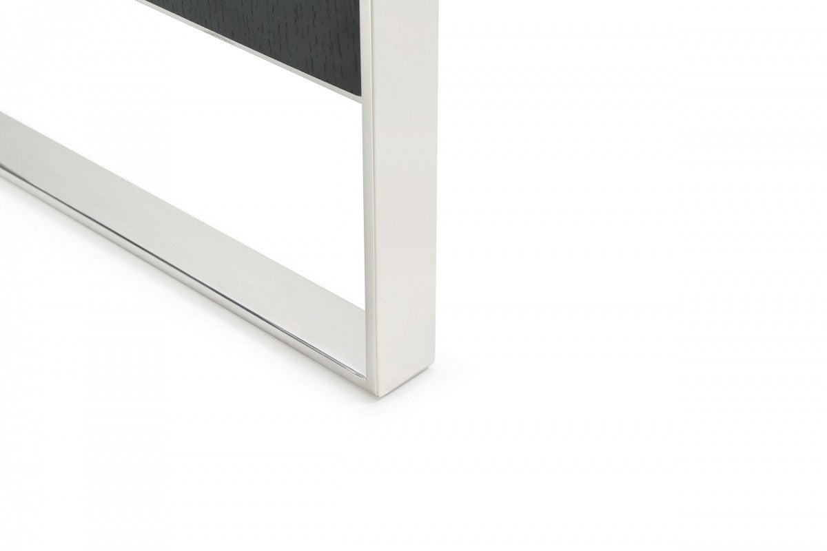 50" Black And Silver Rectangular High Top Bar Table