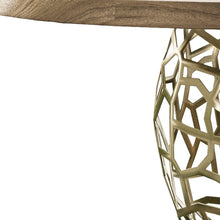 Acacia Live Edge Golden Brass Geometric Base Round Dining Table 63
