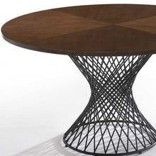 Walnut And Black Wood and Metal Hourglass Base Dining Table 54
